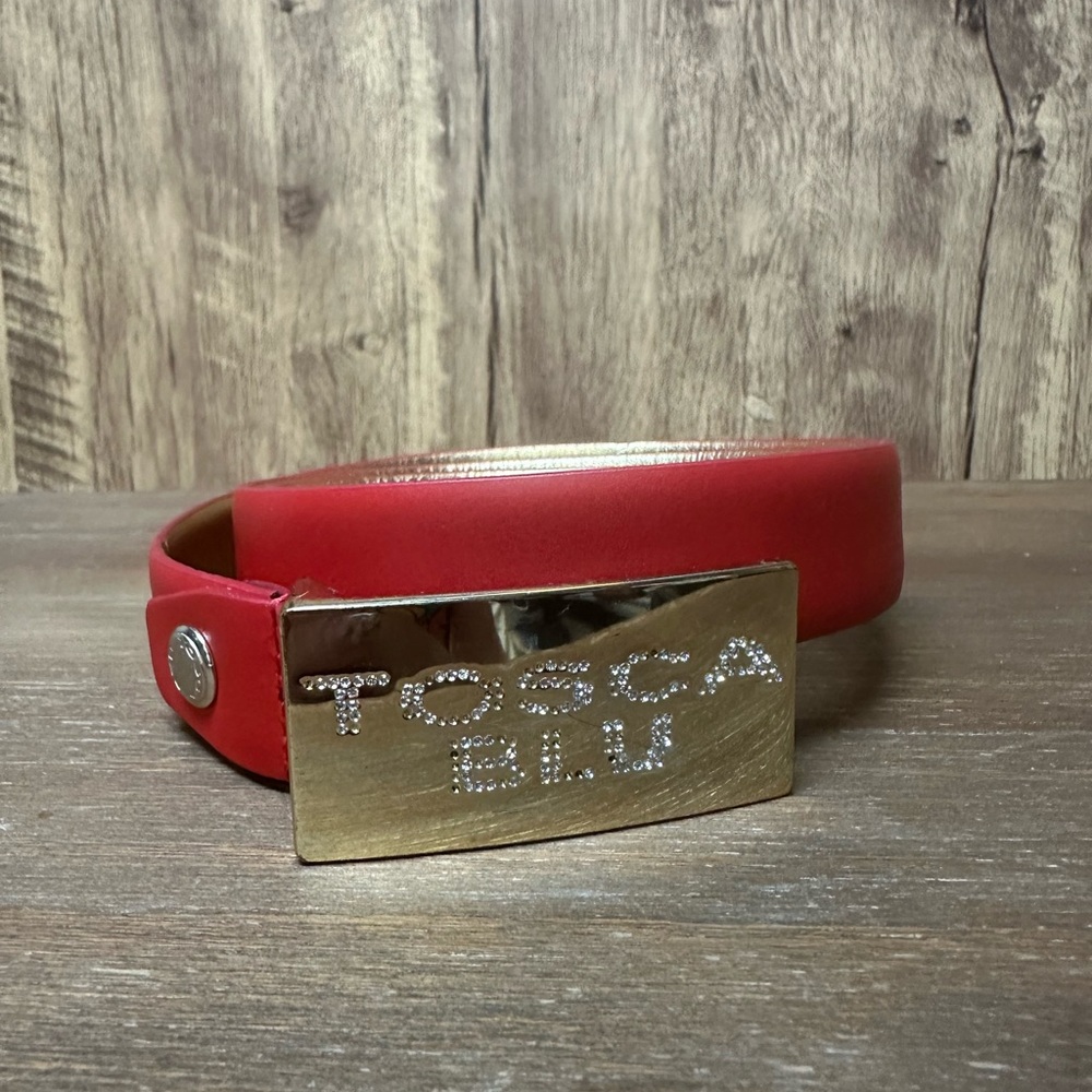 TOSCA BLU Red Belt with Gold Accents